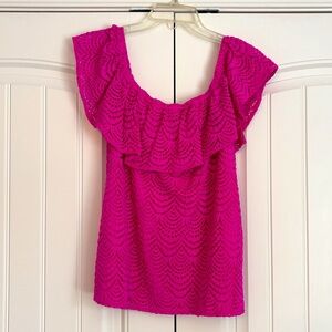 Lilly Pulitzer fuchsia top with flutter sleeves